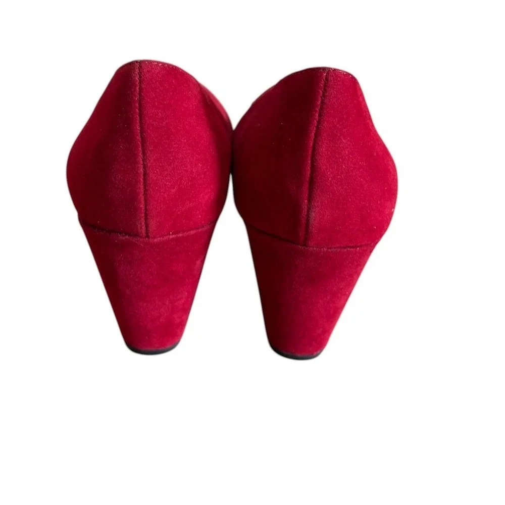 American Rag CIE Kennawin Wine Red Faux‎ Suede Wedge Pumps Platform Size 6.5M